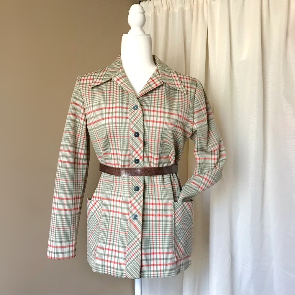 70's plaid button down vintage